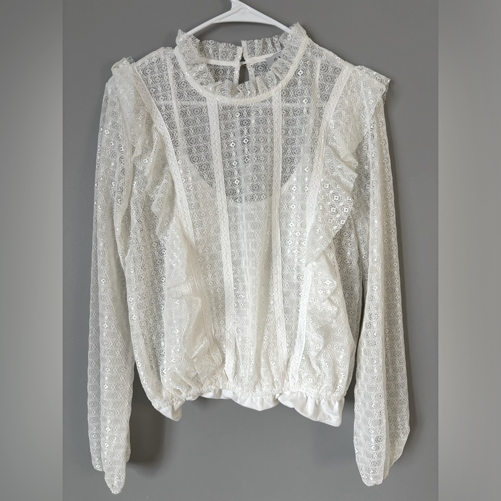 White Lace shirt Medium bodysuit style